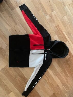 Supreme Men’s Large Black/Red/White Colorblock Zip Hoodie